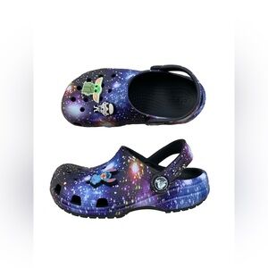 Crocs Toddler Size 12 Outer Space Galaxy Clog Sandals with Star Wars Jibbitz
